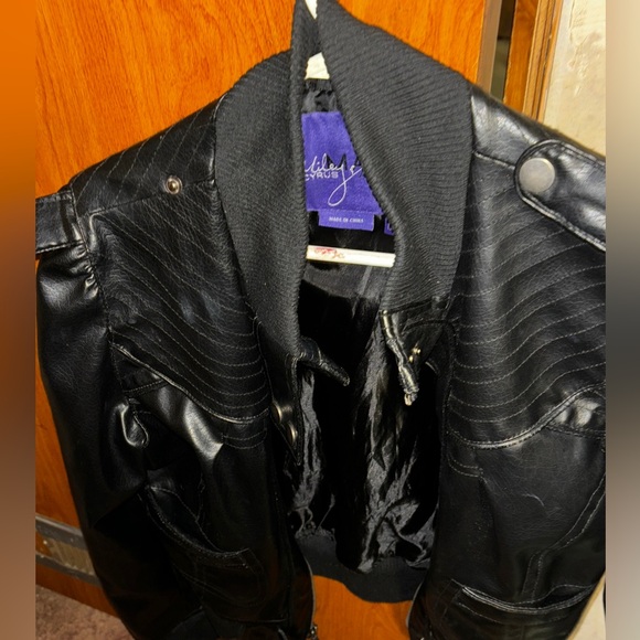 Miley & Max leather jacket. Size L but fits smaller. Super cute on. - Picture 3 of 5